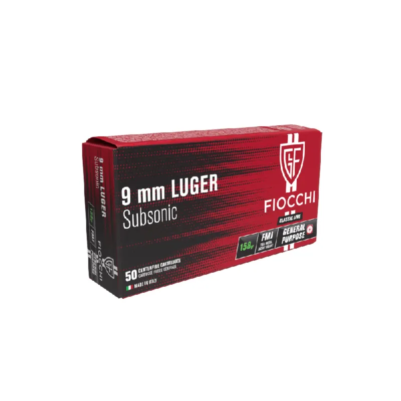 9mm Luger Fiocchi Subsonic FMJ 158gr