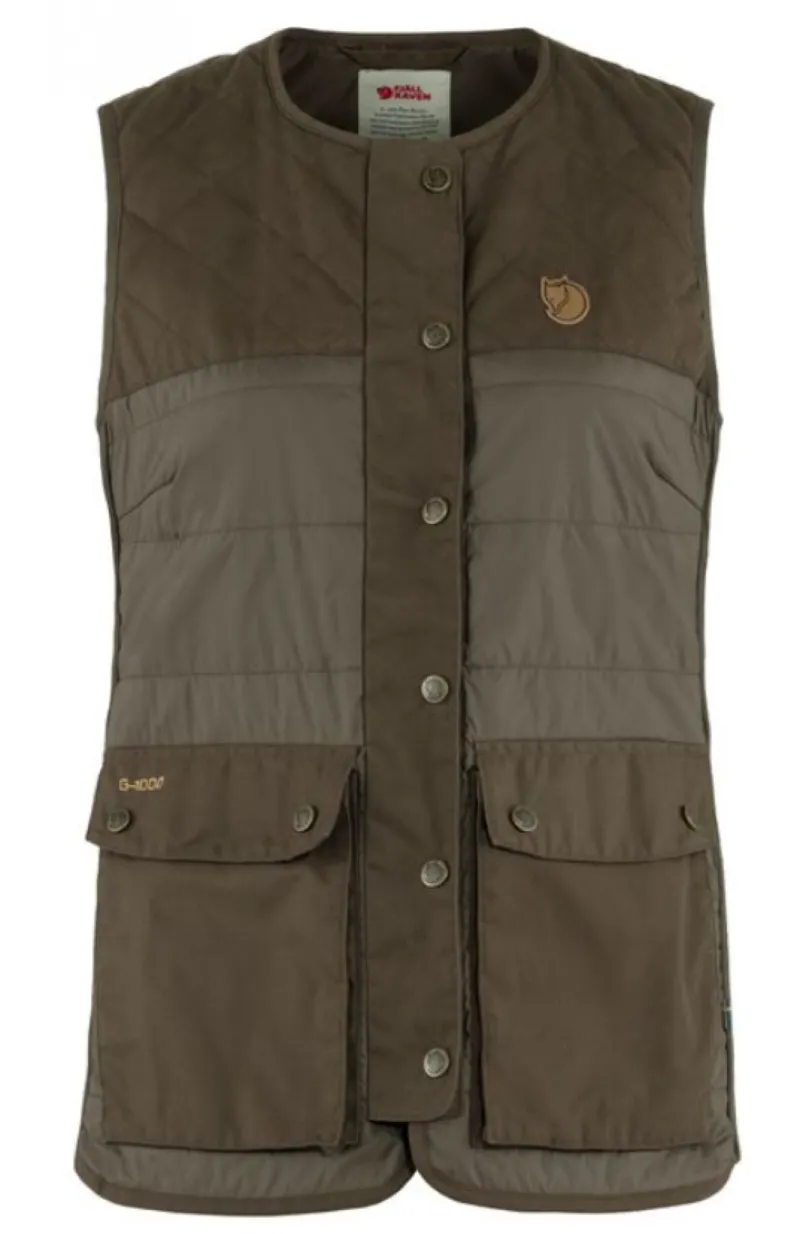 Fjäll Räven Wool Padded Vest Dark Olive női vadászmellény