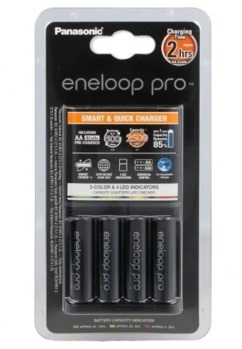 Panasonic Eneloop Pro AA nabíjateľná batéria (4 ks) + nabíjačka
