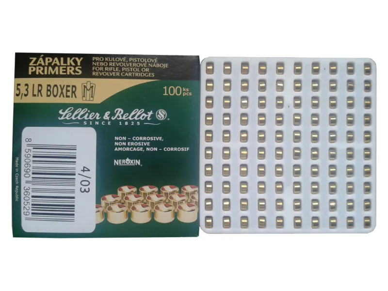 Zápalky S&B Boxer 5,3 LR/ 100 ks